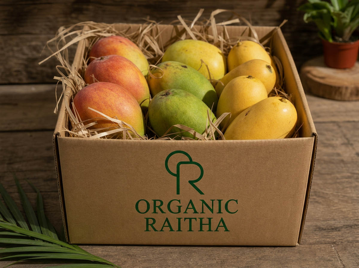 Hand-packed organic mango box